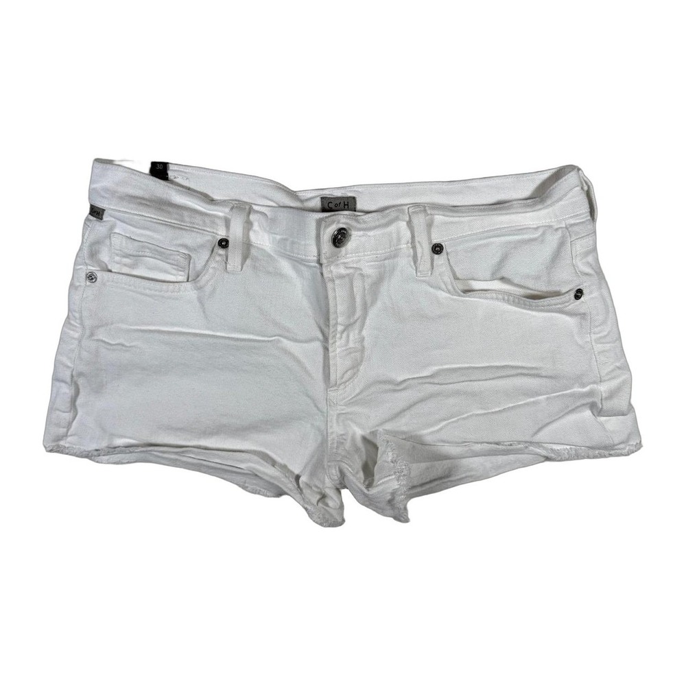 Citizens Low Rise of Humanity White Denim Cutoff Shorts Size 30 Frayed Womens